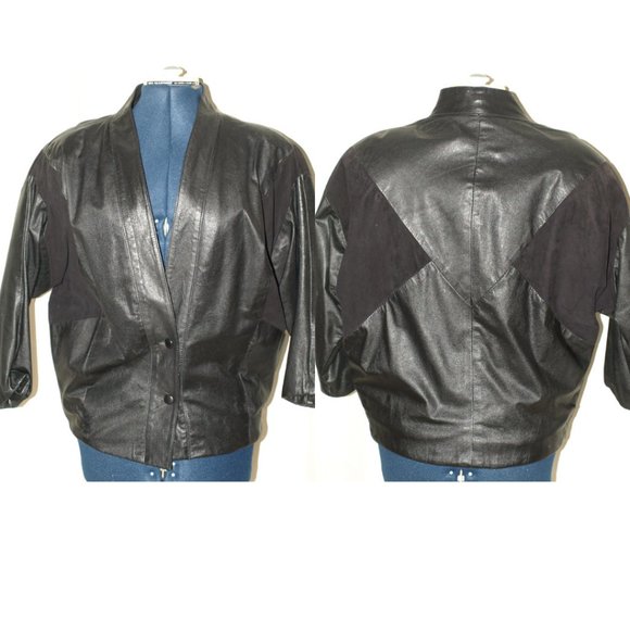 Vintage 80s oversized leather bomber jacket ss M